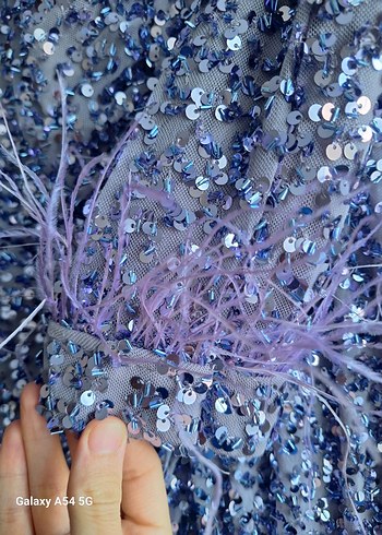 Mor Uzun Kollu Bağlamalı Abiye Elbise - Görsel 5