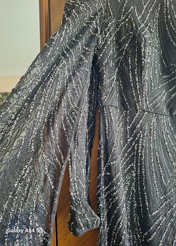 Uzun Siyah Bağlamalı Kadın Elbisesi - Görsel 6