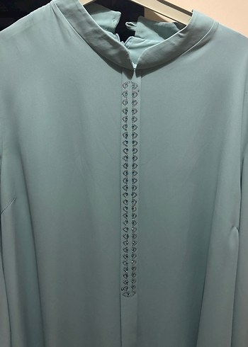 Düğmeli Uzun Kollu Turkuaz Tunik - Görsel 3