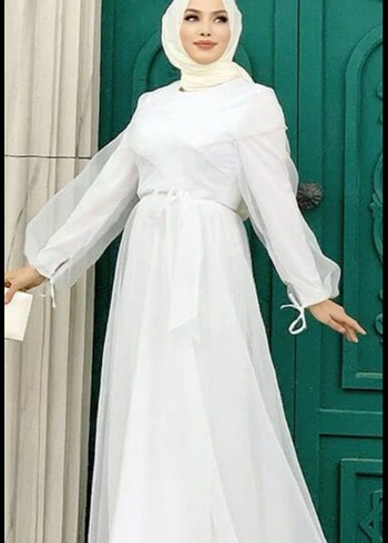 İşlemeli Beyaz Kadın abiye - Görsel 3