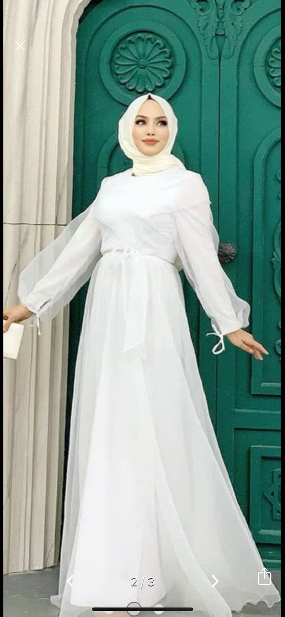 İşlemeli Beyaz Kadın abiye - Görsel 3