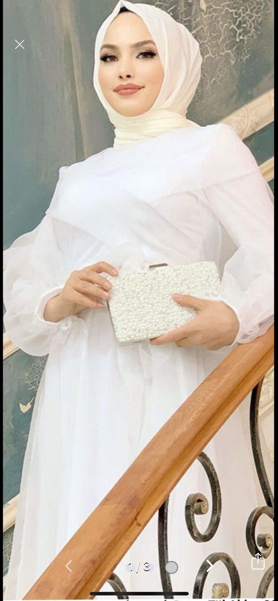 İşlemeli Beyaz Kadın abiye - Görsel 2