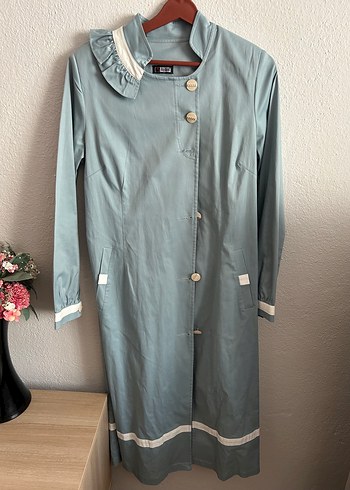 40 Beden Düğmeli Vintage Midi Mavi Kap