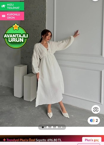 Beyaz V Yakalı Uzun Kollu Lohusa Sabahlık