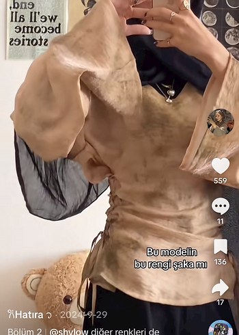 Düğmeli Camel Halter Yaka Bağlamalı Bluz