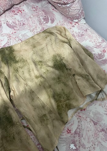 36 Beden Düğmeli Camel Halter Yaka Bağlamalı Bluz
