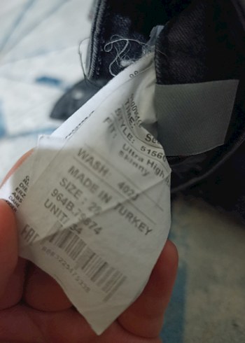 Gri Kadın Kot Pantolon Kemerli - Görsel 4