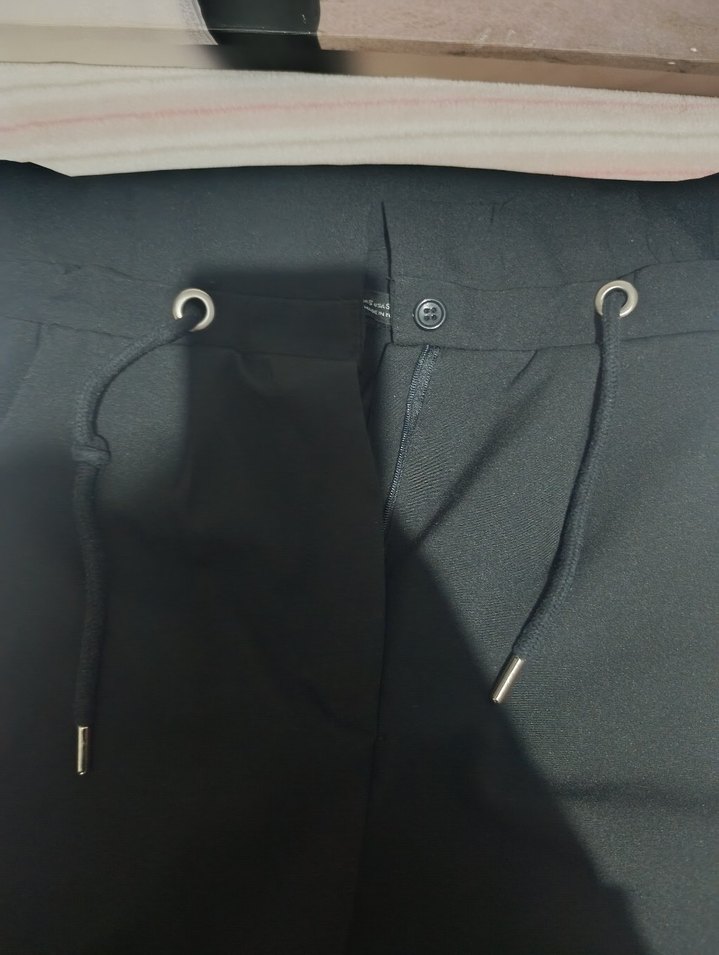 Siyah Midi Kadın Kumaş Pantolon - Görsel 4