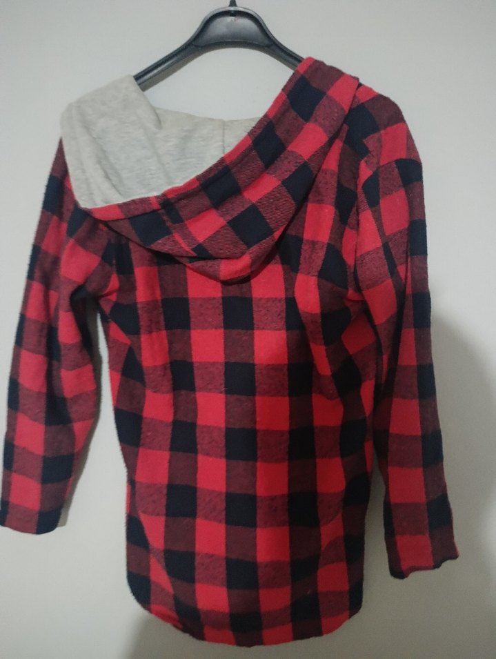 Kadın Kırmızı Kareli Uzun Kollu oduncu gömlek - Görsel 2