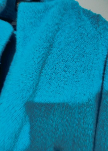 Düğmeli Mavi Kadın Uzun Kaban - Görsel 4