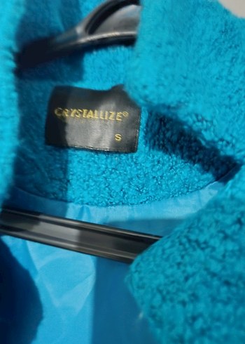 Düğmeli Mavi Kadın Uzun Kaban - Görsel 2