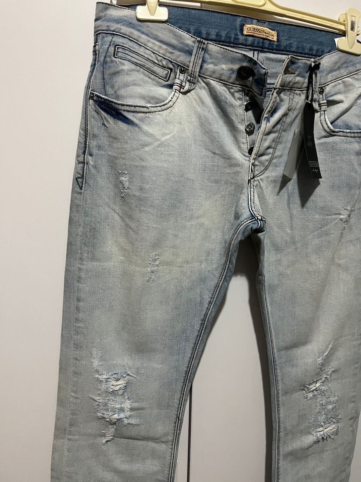 Açık Mavi Slim Fit Yırtık Denim Jean — görsel 5/8