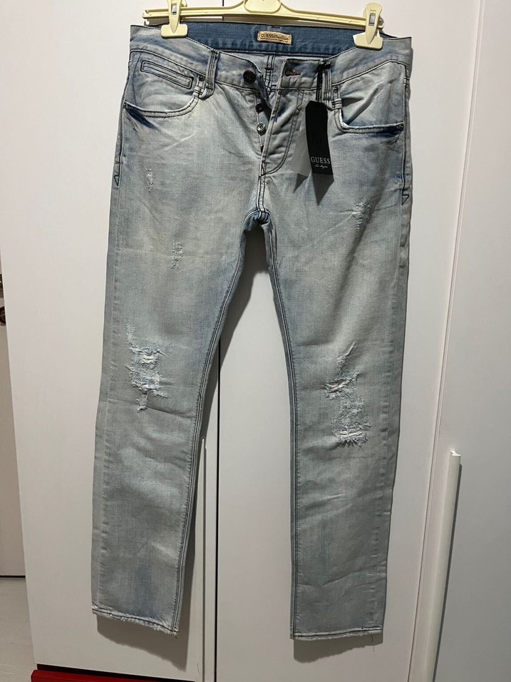 Açık Mavi Slim Fit Yırtık Denim Jean — görsel 7/8