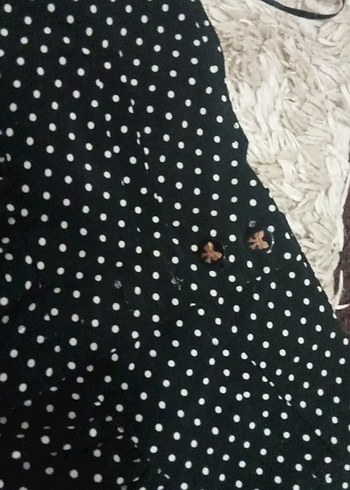Diğer Kadın Siyah Puantiyeli Fırfırlı mini şort etek