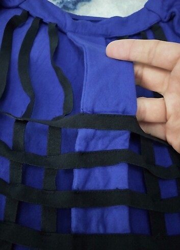 Streç saks mavisi elbise (sırt dekolteli)