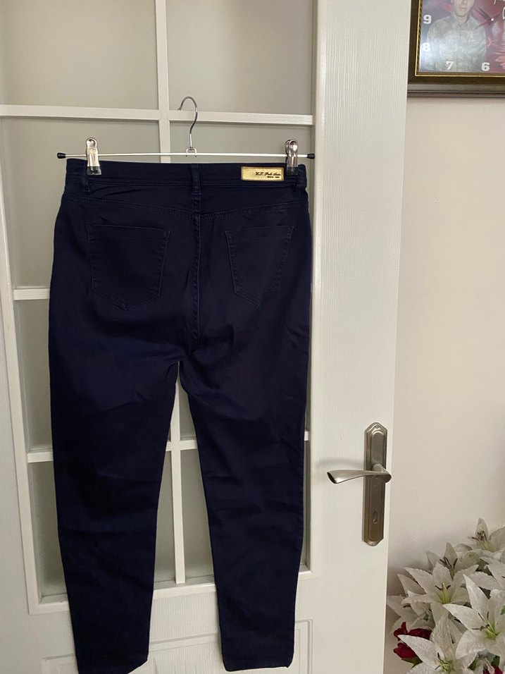 Kadın Koyu Mavi Denim Boyfriend Pantolon - Görsel 5