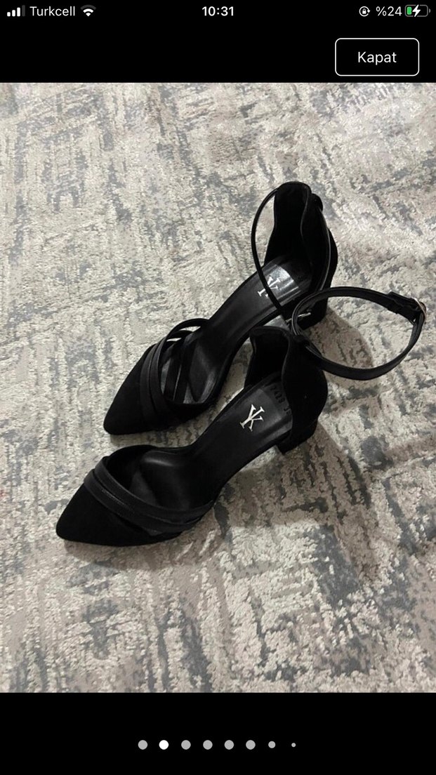 Siyah Süet Tokalı Stiletto Topuklu Kadın Ayakkabı - Görsel 4