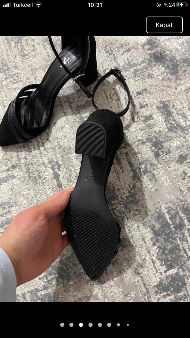 Siyah Süet Tokalı Stiletto Topuklu Kadın Ayakkabı - Görsel 3