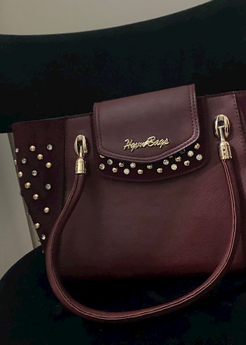 Bordo Deri Kadın Çanta Fermuarlı - Görsel 2