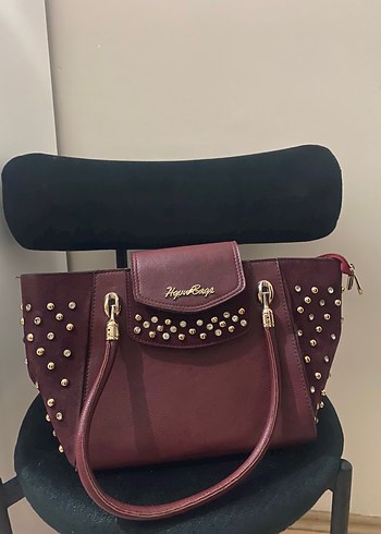 Bordo Deri Kadın Çanta Fermuarlı - Görsel 4