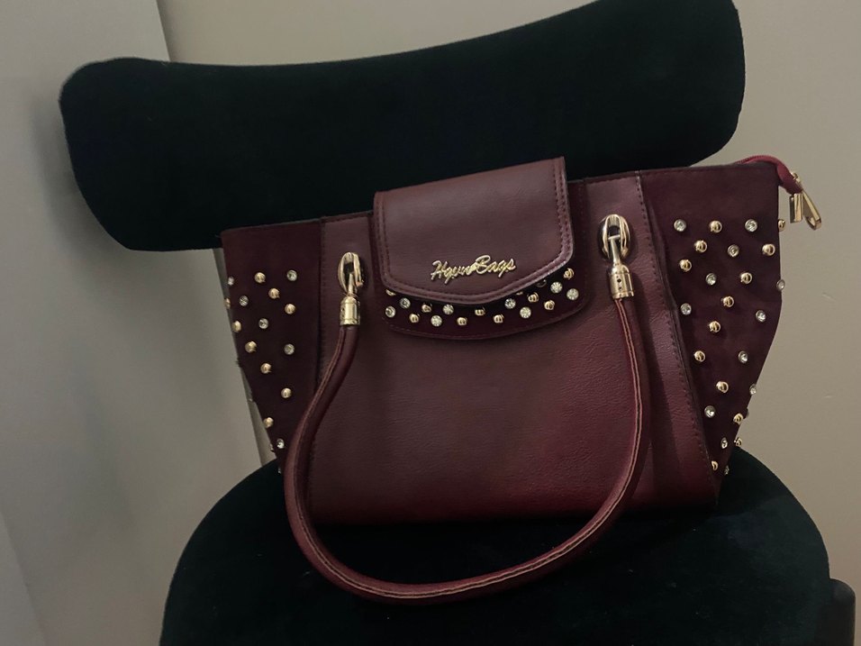 Bordo Deri Kadın Çanta Fermuarlı - Görsel 2