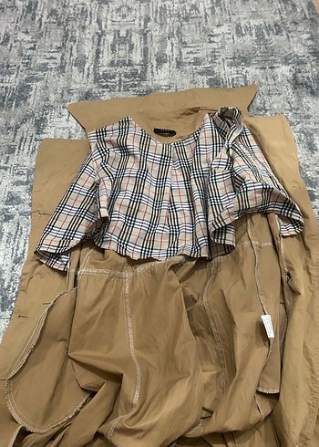 Düğmeli Kahverengi kadın Trençkot - Görsel 3