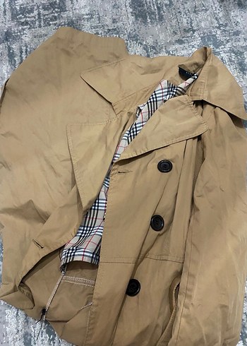 Düğmeli Kahverengi kadın Trençkot - Görsel 5