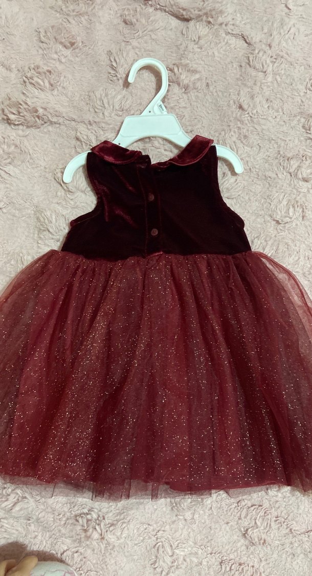 Bordo Kolsuz Kız Çocuk Elbise - Görsel 2