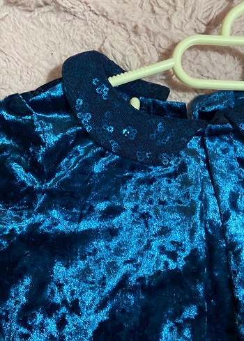 Parlak Mavi Kız Çocuk Kısa Kollu Elbise - Görsel 2