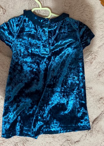 Parlak Mavi Kız Çocuk Kısa Kollu Elbise - Görsel 3