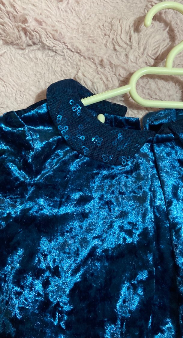 Parlak Mavi Kız Çocuk Kısa Kollu Elbise - Görsel 2