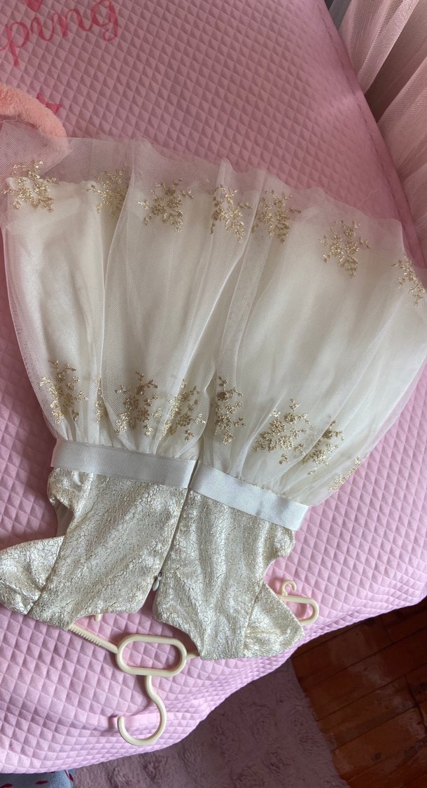 Kız Çocuk Beyaz Nakışlı Dantel Elbise - Görsel 2