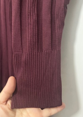 Mürdüm Uzun Kollu Pliseli Triko Elbise - Görsel 3