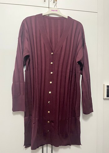 Mürdüm Uzun Kollu Pliseli Triko Elbise - Görsel 6