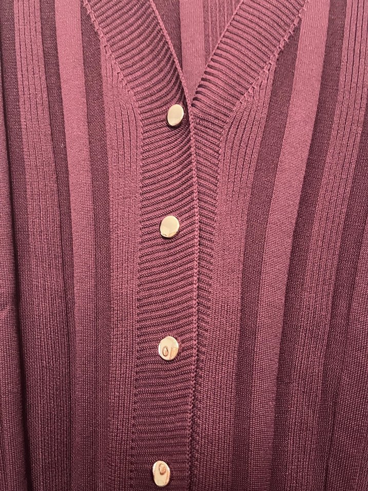 Mürdüm Uzun Kollu Pliseli Triko Elbise - Görsel 2