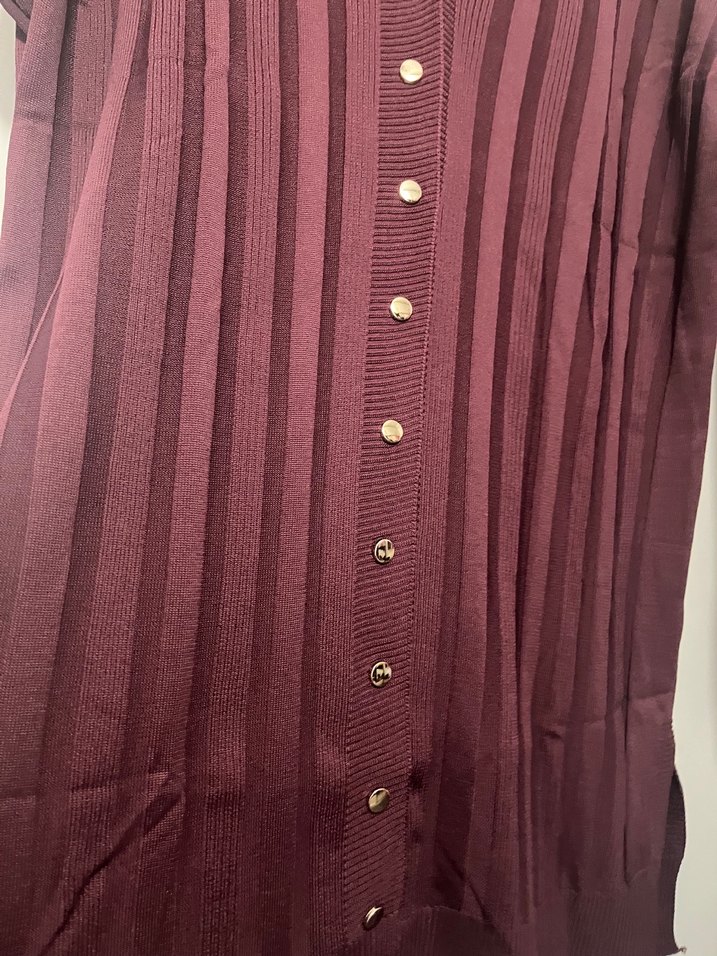 Mürdüm Uzun Kollu Pliseli Triko Elbise - Görsel 5