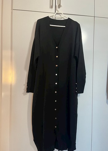 Düğmeli Siyah Uzun Kollu Kadın hırka - Görsel 2