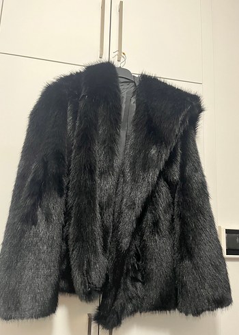 Kapüşonlu Kadın Kürk Detaylı Midi Ceket - Görsel 5