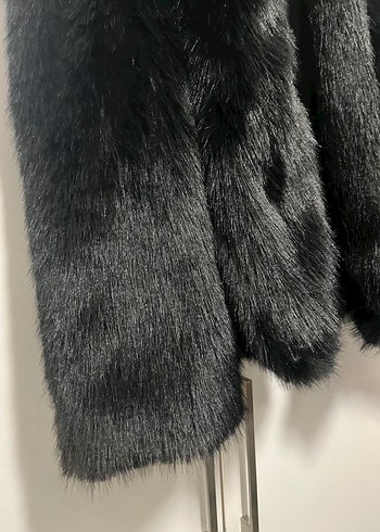 Kapüşonlu Kadın Kürk Detaylı Midi Ceket - Görsel 3