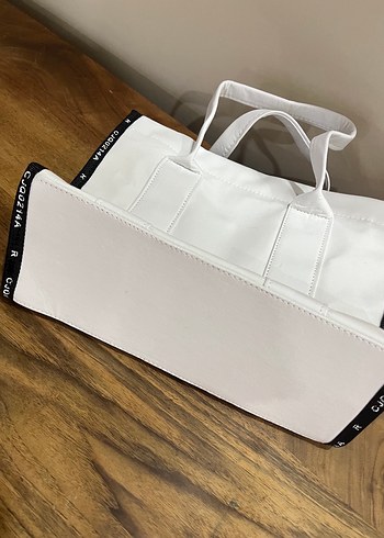 Beyaz Deri Fermuarlı Street Style Çanta - Görsel 5