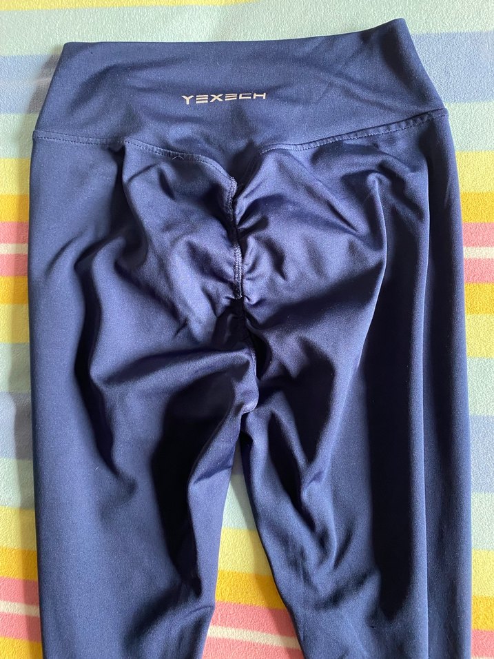 Parlak Lacivert Yexech büzgülü tayt - Görsel 4