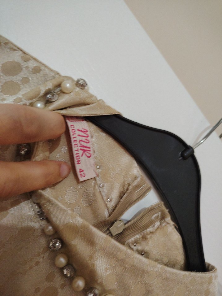 Uzun Bej  Elbise, Drapeli, Bohem Stil - Görsel 3