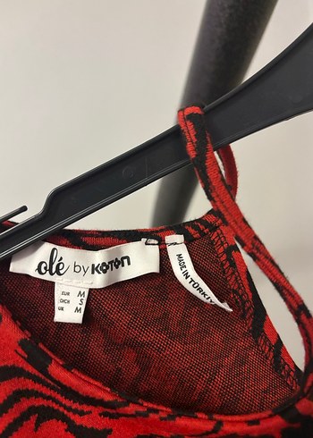 Desenli Kırmızı Uzun Kollu Mini Elbise KOTON - Görsel 2