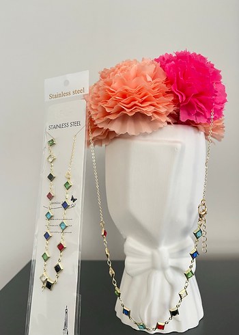 Renkli Taşlı Uzun Kadın Kolye - Görsel 2