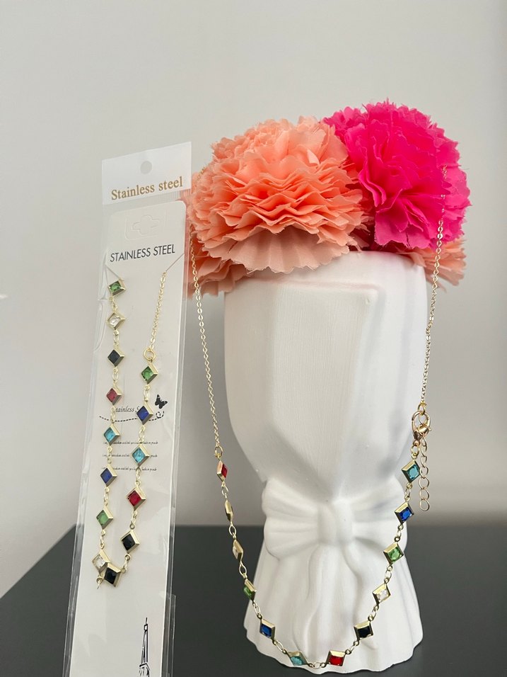 Renkli Taşlı Uzun Kadın Kolye - Görsel 2