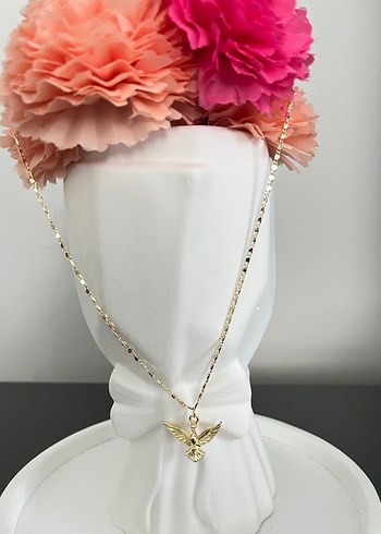 Zincir Detaylı Altın Rengi Kadın Kolye - Görsel 2