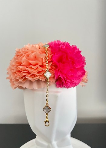 Çiçek Desenli Zincir Detaylı Kadın Bileklik - Görsel 2