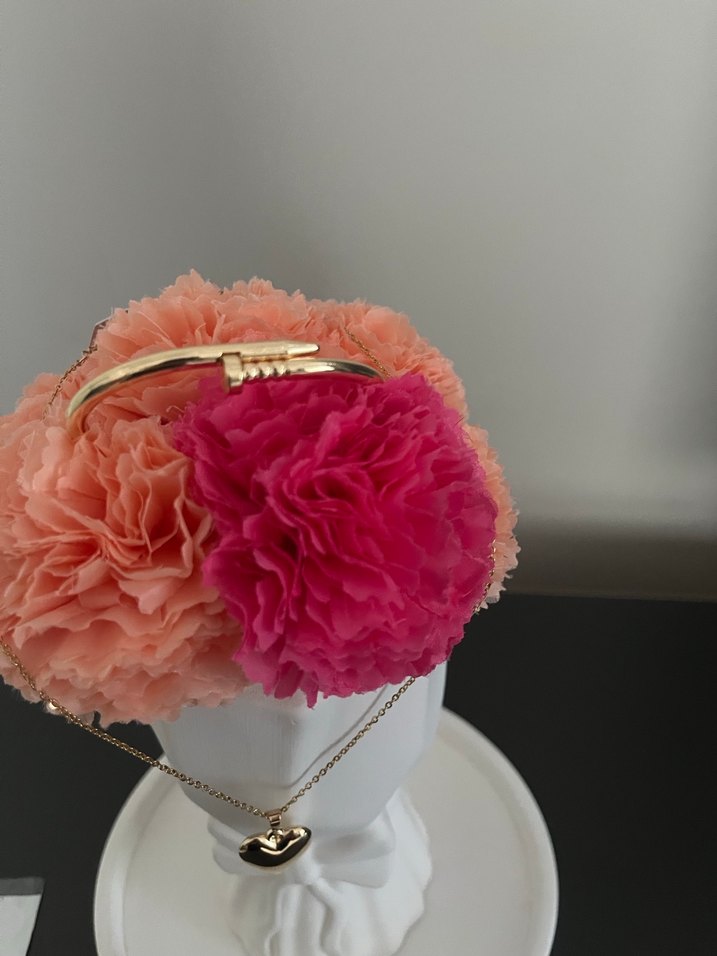 Çivi model kelepçe bileklik kalpli kolye hediyeli - Görsel 2