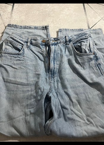 xl Beden Kadın Mavi Denim Loose Fit Midi Jean