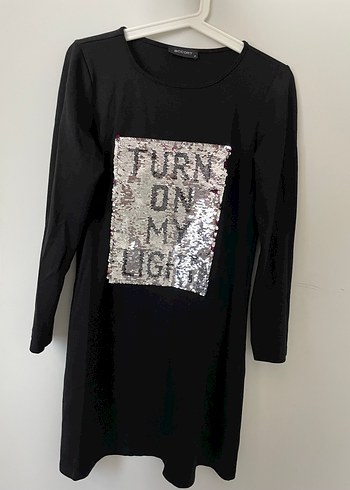 Siyah Uzun Kollu Accort Marka Payetli Tunik